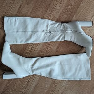 ZARA knee high white leather boots